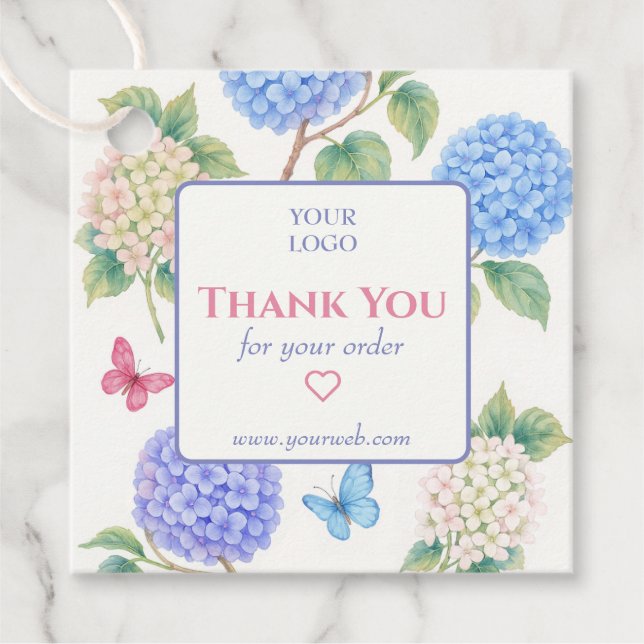 Customisable Hydrangeas Business Thank You Tag (Front)