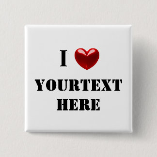 Customisable i heart 15 cm square badge