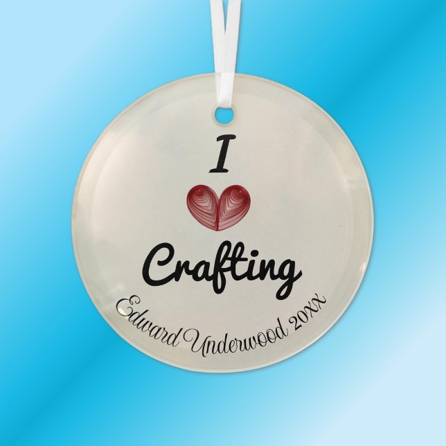 Customisable 'I heart Crafting' Keepsake Glass Tree Decoration (Creator Uploaded)
