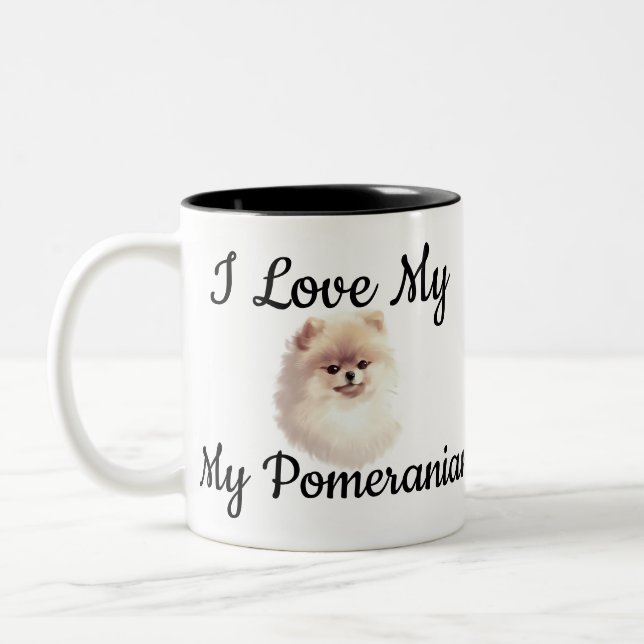 Customisable I Love My Pomeranian  Two-Tone Coffee Mug (Left)