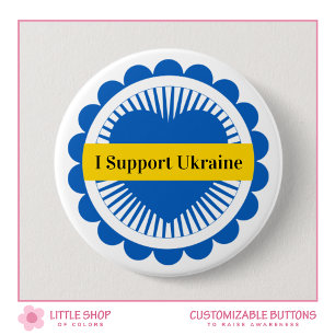 Customisable I Support Ukraine 7.5 Cm Round Badge