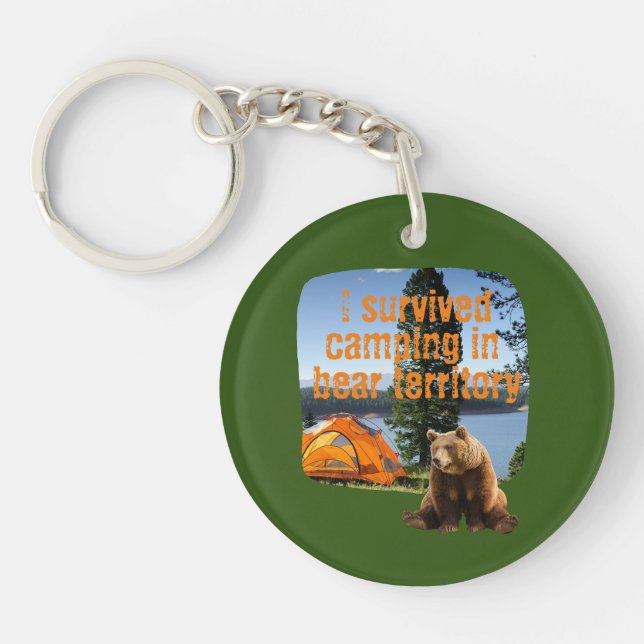 Customisable I survived camping in bear territory Key Ring (Front)