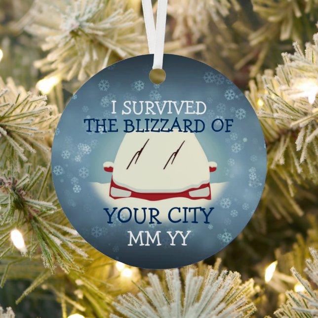 Customisable I survived the blizzard car Metal Tree Decoration (Insitu)
