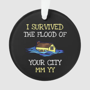 Customisable I survived the flood black Ornament