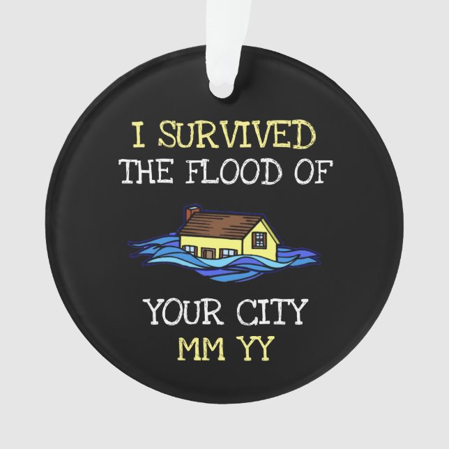 Customisable I survived the flood black Ornament (Front)