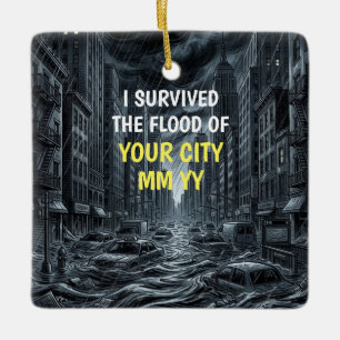 Customisable I survived the flood Ceramic Ornament