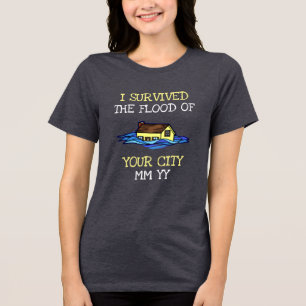 Customisable I survived the flood dark Tri-Blend Shirt