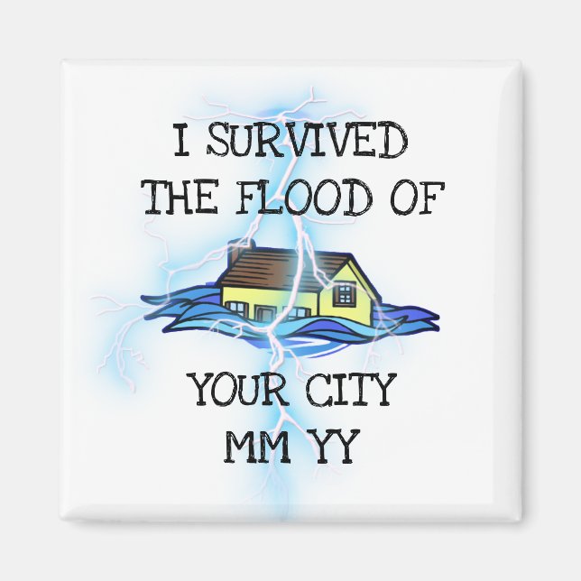Customisable I survived the flood lightning bolt Magnet (Front)