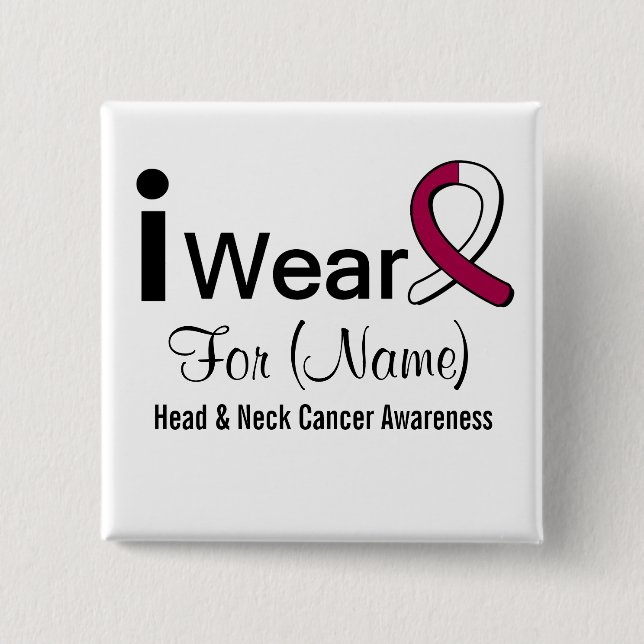 Customisable I Wear a Head and Neck Cancer Ribbon 15 Cm Square Badge (Front)