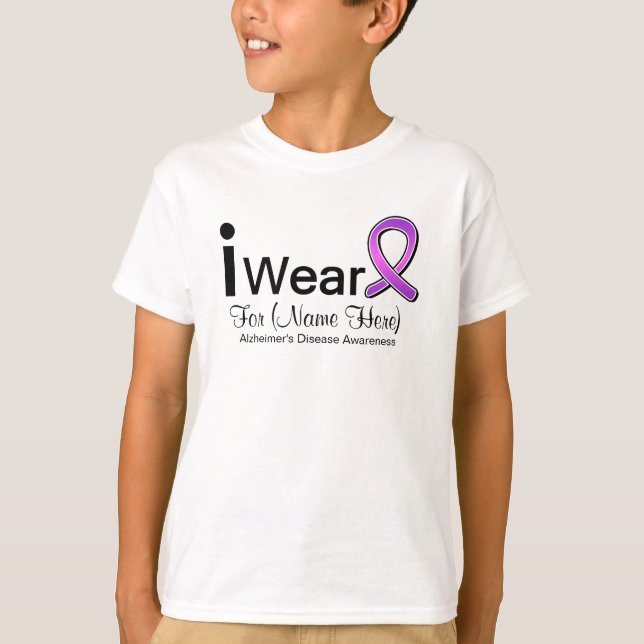 Customisable I Wear an Alzheimer's Disease Ribbon T-Shirt (Front)