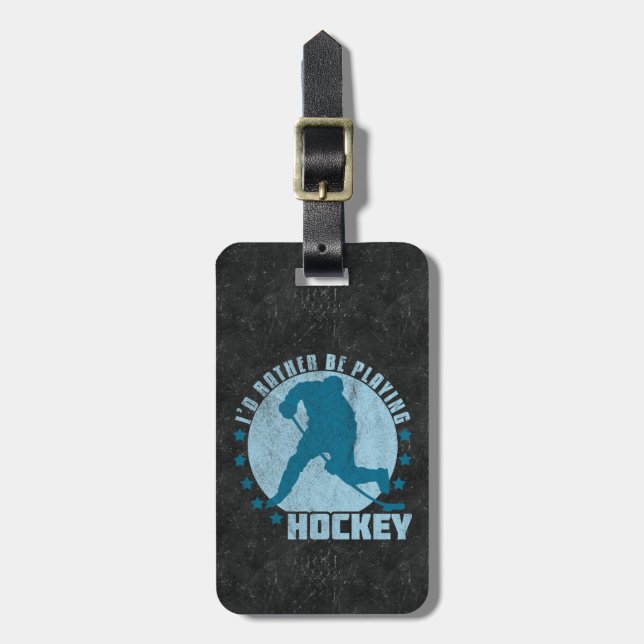 Customisable Ice Hockey Player Baggage Tag (Front Vertical)
