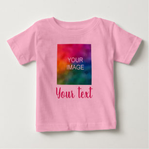Customisable Image & Script Text Pink Template Baby T-Shirt