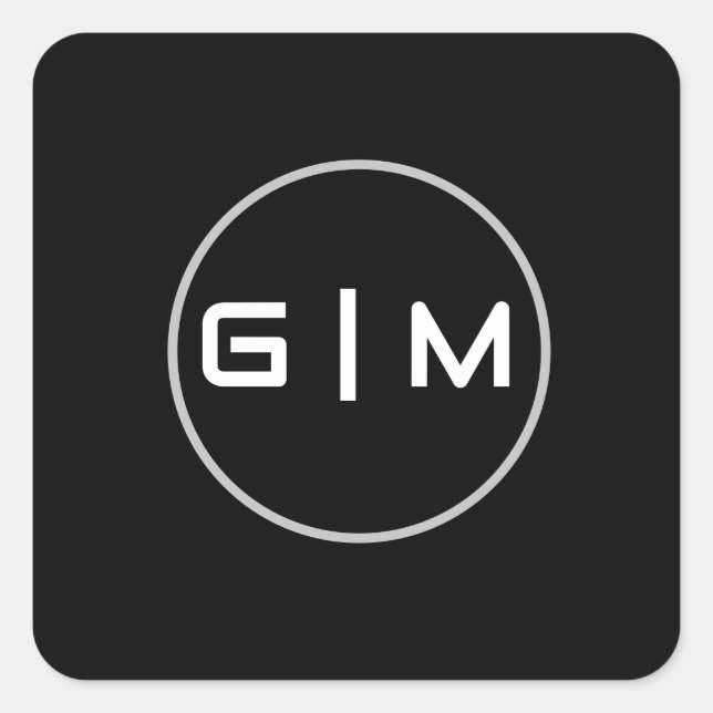 Customisable initials name square sticker (Front)