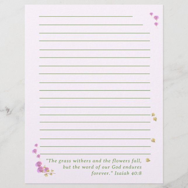 Customisable Inspirational Floral Custom Letterhead (Front)