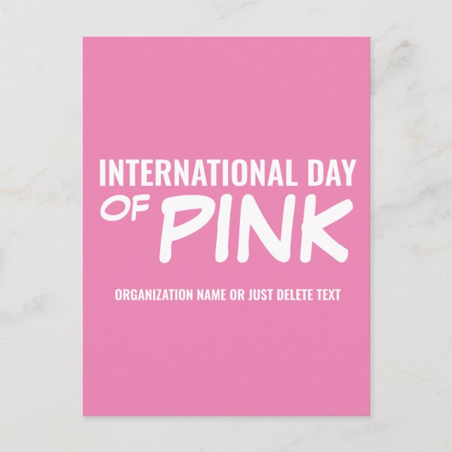 Customisable International Day of Pink Postcard (Front)