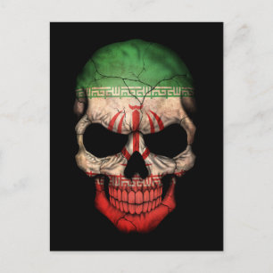 Customisable Iranian Flag Skull Postcard
