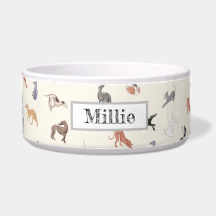 Customisable Italian Greyhound Whippet Dog Bowl