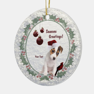 Customisable Jack Russell Puppy Hugs Kisses Design Ceramic Tree Decoration