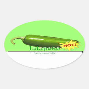 Customisable Jalapeno Pepper Oval Stickers