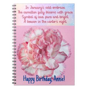 Customisable January Birth Flower Notebook