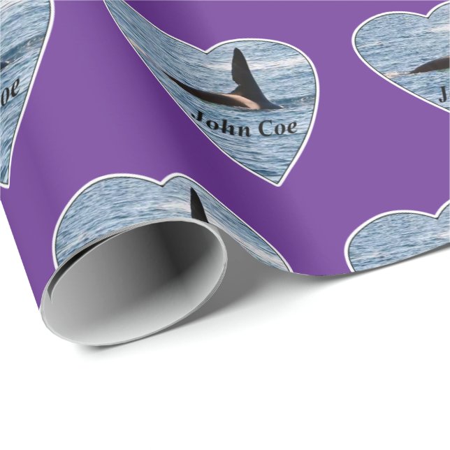 Customisable John Coe Orca Killer Whale Purple Wrapping Paper (Roll Corner)