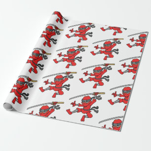 Customisable Jumping Ninja Design Wrapping Paper