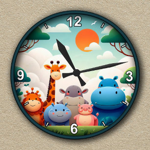 Customisable Jungle Friends Clock for Kids' Room