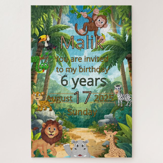 Customisable Jungle party invitation puzzle (Vertical)