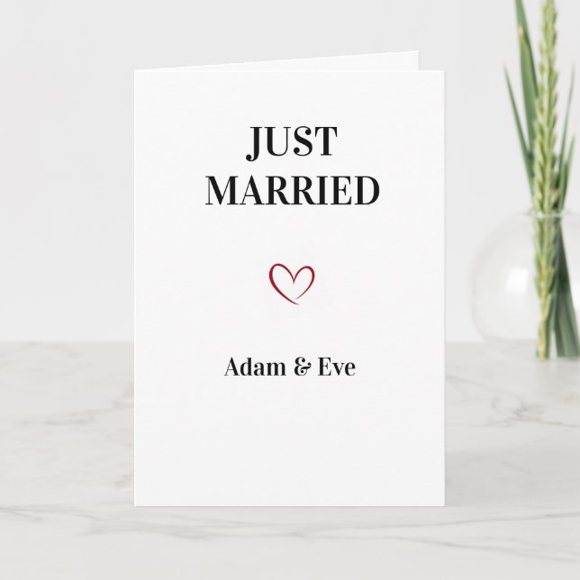 Customisable Just Married Wedding Card  (Front)