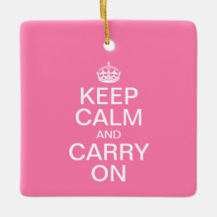 Customisable KEEP CALM and CARRY ON Ceramic Tree Decoration