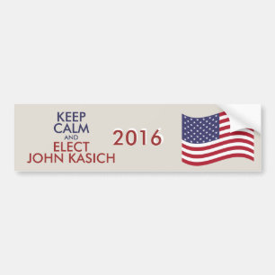 Customisable Keep Calm And Elect JOHN KASICH Bumper Sticker