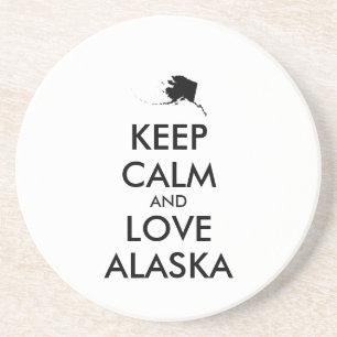Customisable KEEP CALM and LOVE ALASKA Coaster