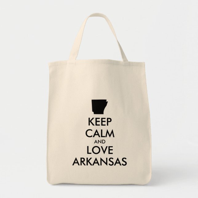 Customisable KEEP CALM and LOVE ARKANSAS Tote Bag (Front)