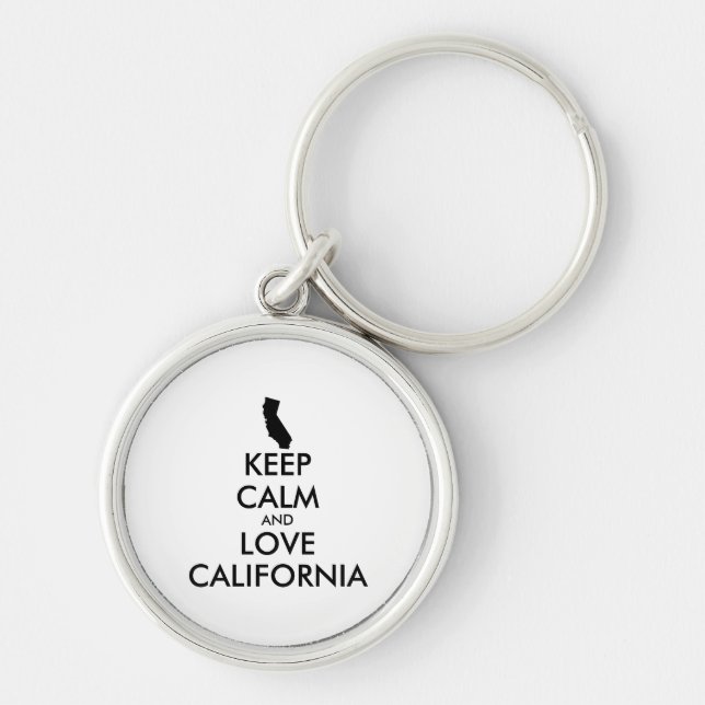 Customisable KEEP CALM and LOVE CALIFORNIA Key Ring (Front)