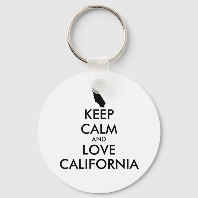 Customisable KEEP CALM and LOVE CALIFORNIA Key Ring (Front)