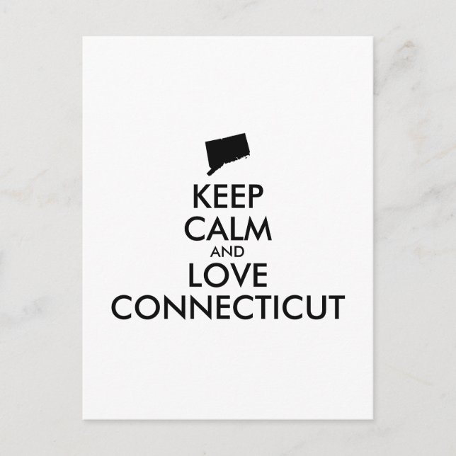 Customisable KEEP CALM and LOVE CONNECTICUT Postcard (Front)