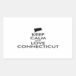 Customisable KEEP CALM and LOVE CONNECTICUT Rectangular Sticker
