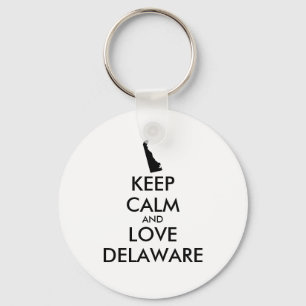 Customisable KEEP CALM and LOVE DELAWARE Key Ring