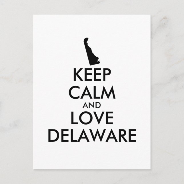 Customisable KEEP CALM and LOVE DELAWARE Postcard (Front)