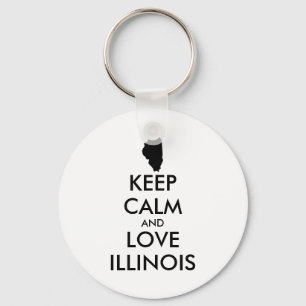 Customisable KEEP CALM and LOVE ILLINOIS Key Ring