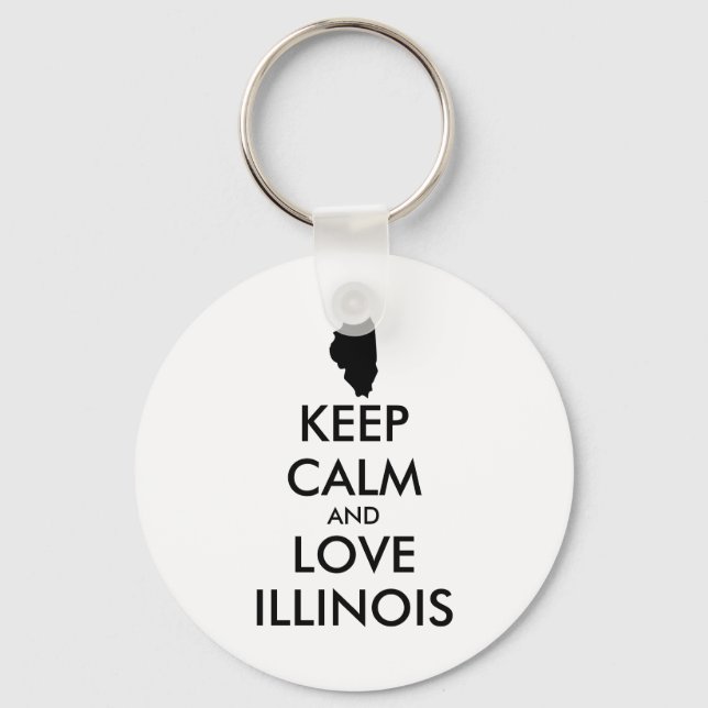 Customisable KEEP CALM and LOVE ILLINOIS Key Ring (Front)