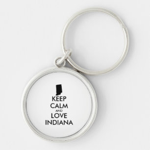Customisable KEEP CALM and LOVE INDIANA Key Ring