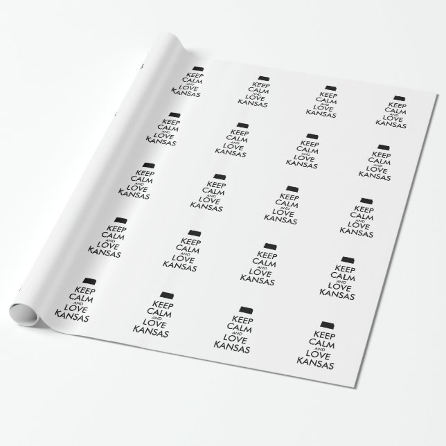 Customisable KEEP CALM and LOVE KANSAS Wrapping Paper (Unrolled)
