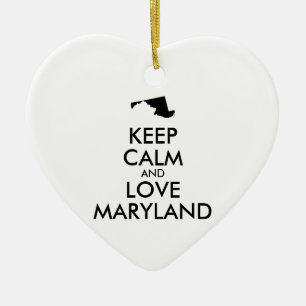 Customisable KEEP CALM and LOVE MARYLAND Ceramic Tree Decoration