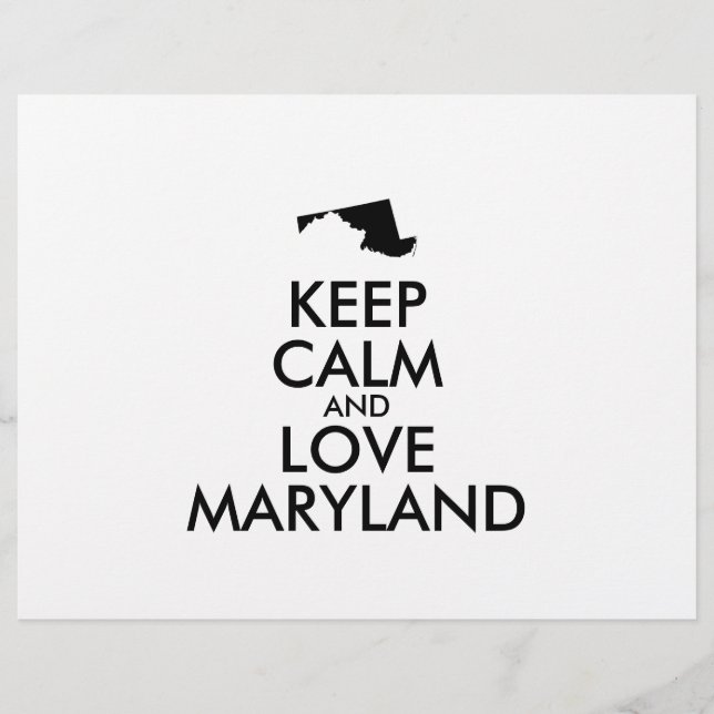 Customisable KEEP CALM and LOVE MARYLAND Flyer (Front)