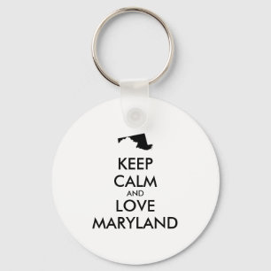 Customisable KEEP CALM and LOVE MARYLAND Key Ring