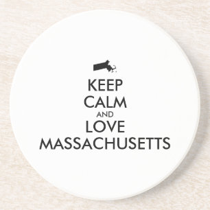 Customisable KEEP CALM and LOVE MASSACHUSETTS Coaster