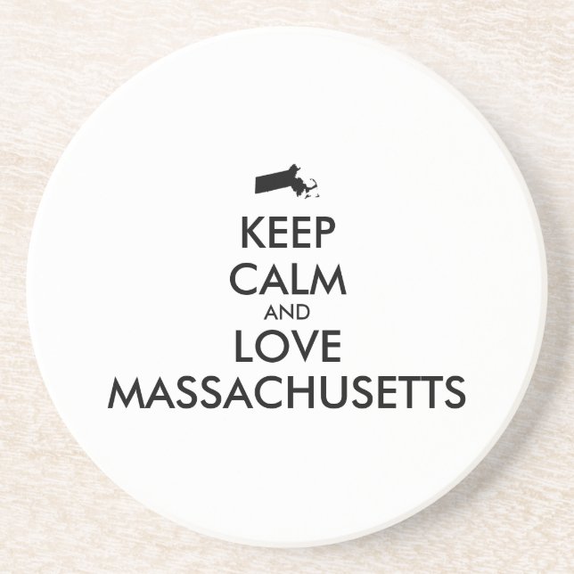 Customisable KEEP CALM and LOVE MASSACHUSETTS Coaster (Front)