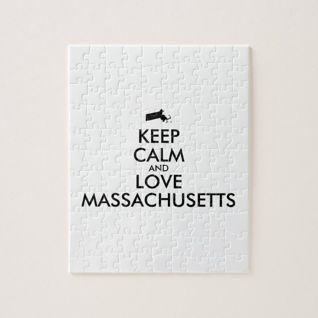 Customisable KEEP CALM and LOVE MASSACHUSETTS Jigsaw Puzzle (Vertical)