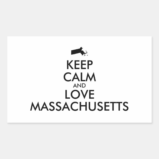Customisable KEEP CALM and LOVE MASSACHUSETTS Rectangular Sticker (Front)